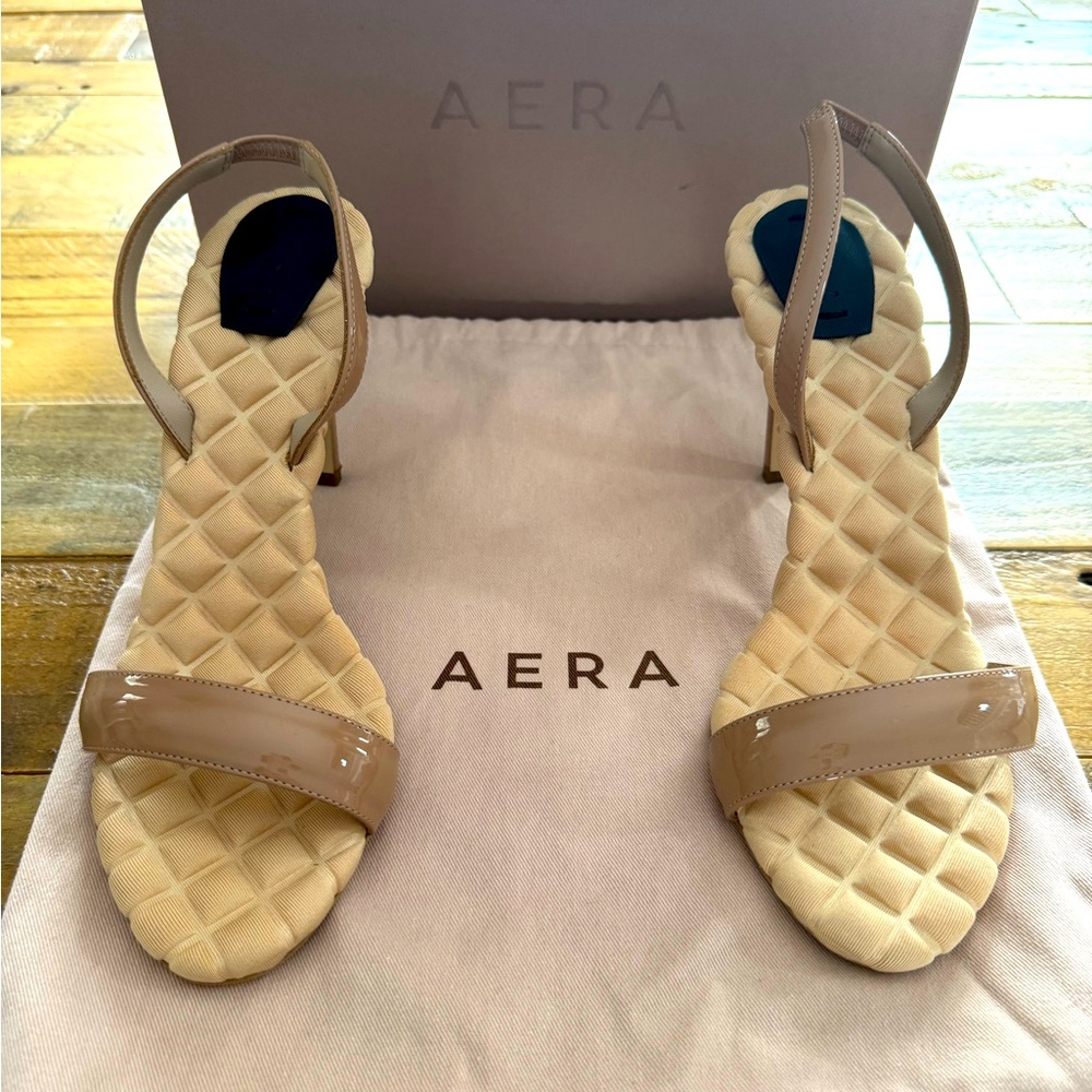 Aera Vivian nude patent vegan slingback pumps size 37.5 worn once. Retail $565
